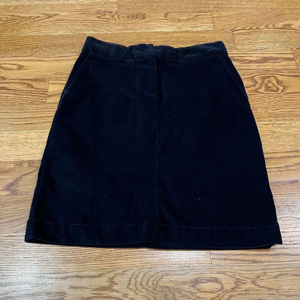 L.L.Bean Women’s Black Velvet Pencil Skirt Size 8 Reg Cotton Blend Pockets